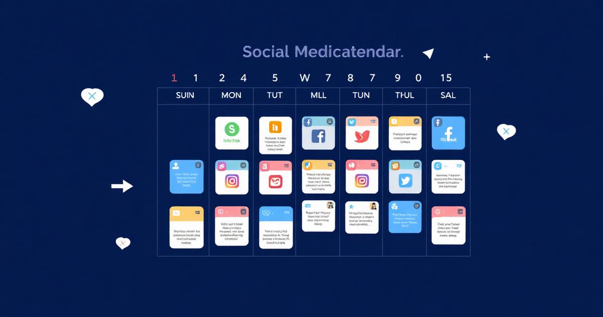 Calendario editorial de redes sociales con publicaciones planificadas por plataforma