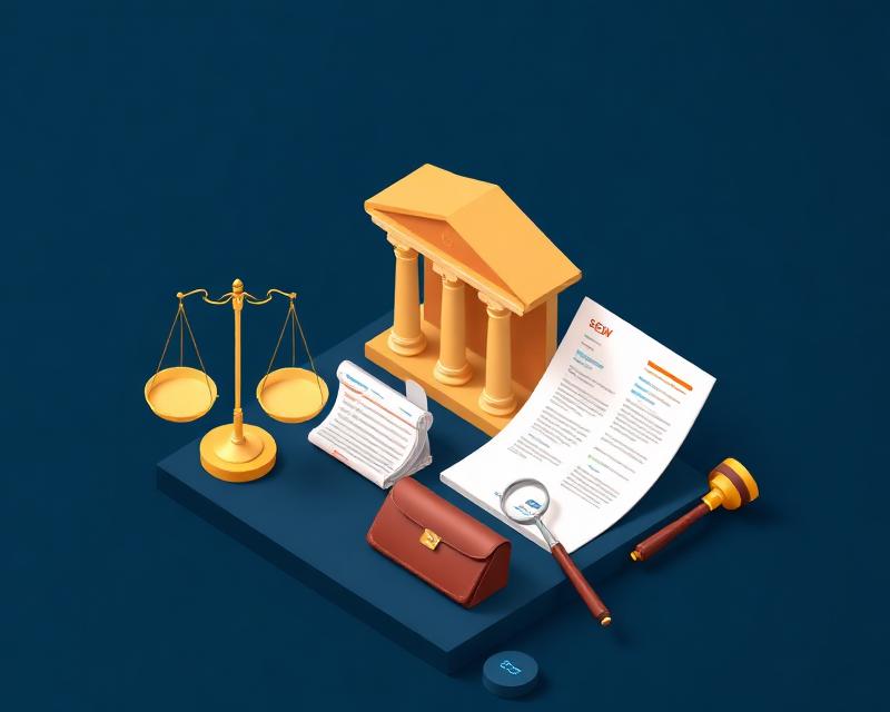 Ilustración de SEO para abogados mostrando despacho jurídico posicionado en Google, escala de justicia y palabras clave legales