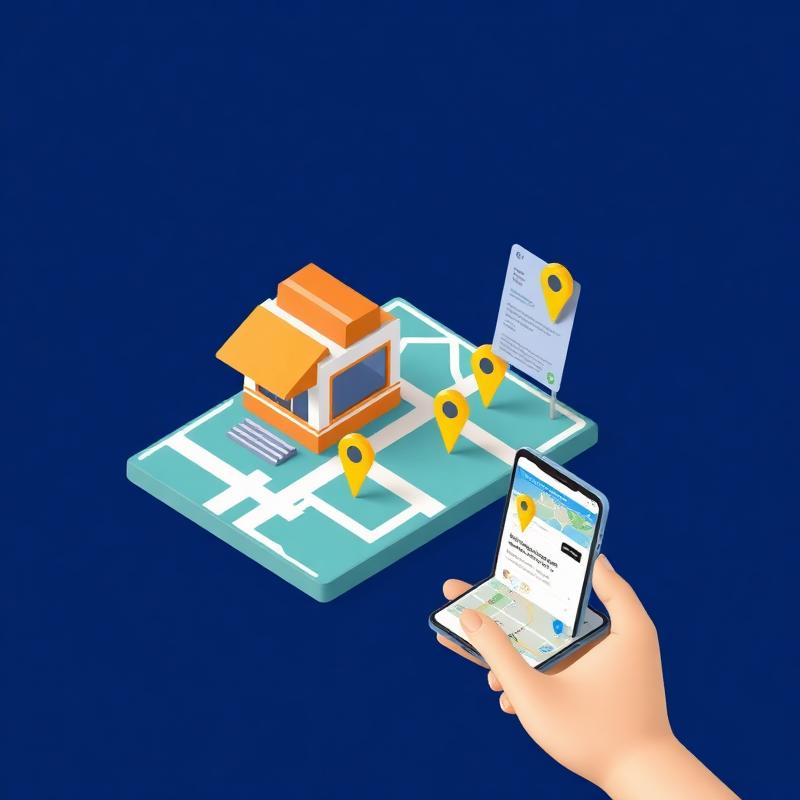 Ilustración de SEO Local mostrando negocio posicionado en Google Maps, Local Pack con 3 resultados destacados y reseñas de clientes